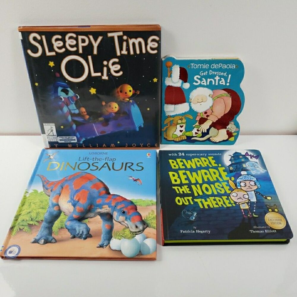 Ages 3-6 Book Lot Santa Scary Sleepy Time Olie Dinosaurs Lift The Flap